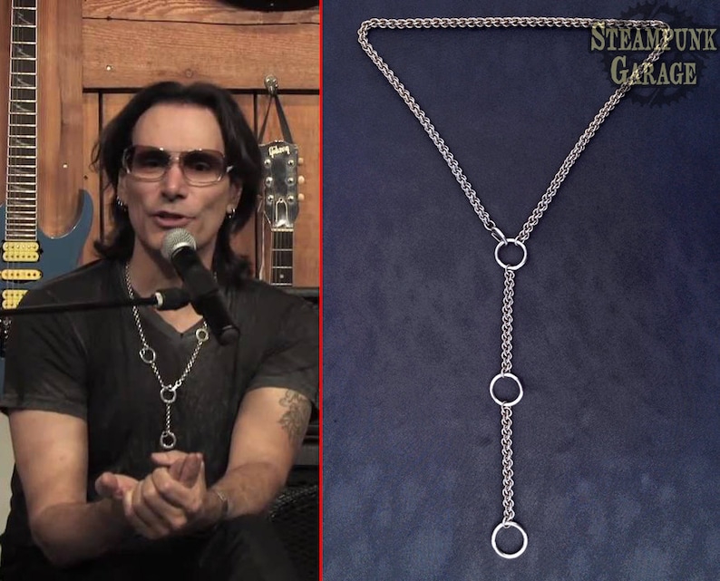 Steve Vai inspired chain Stainless or Titanium Flying V necklace JPL adjustable Chainmaille image 1