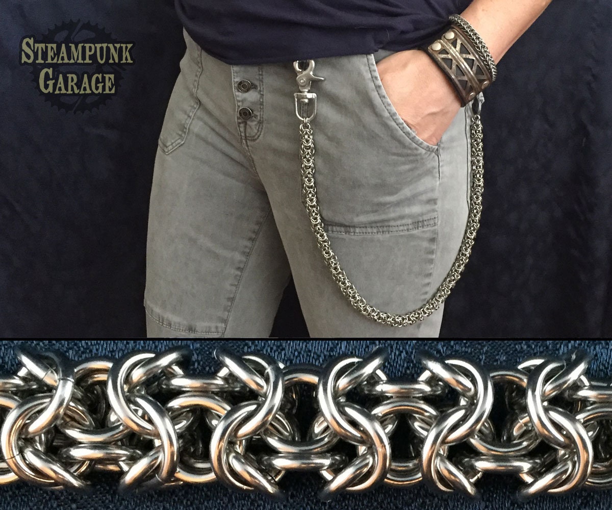 Handcrafted Titanium or Stainless Steel Wallet Chain - MEDIUM
