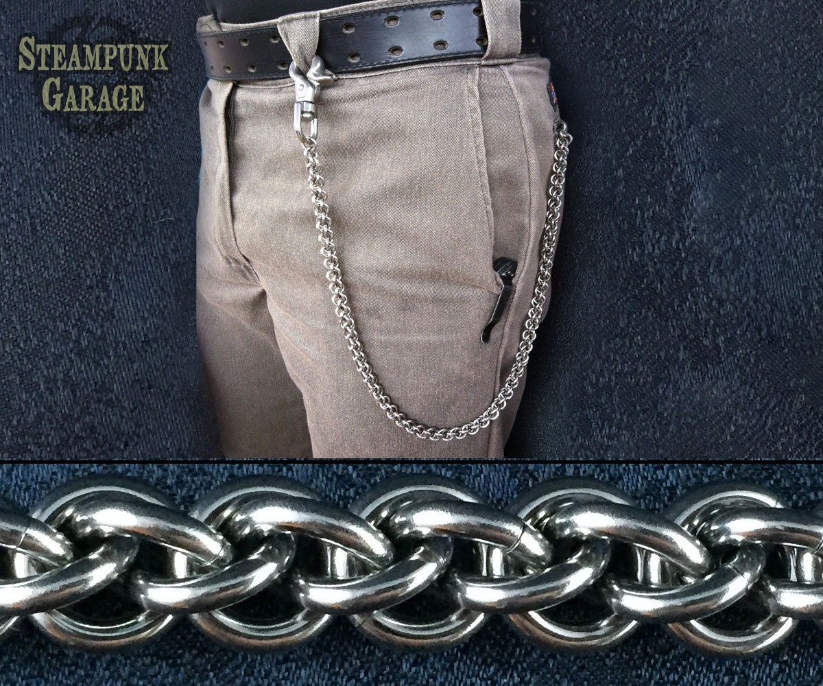 Custom Made Wallet Chain - Black Or Silver Steel - Heavy Duty Industrial  Strength 14 Swg by Steampunk Garage