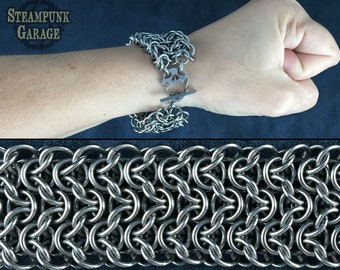 Elfsheet Cuff - Stainless Steel or Titanium Chainmaille Bracelet - Elf Sheet - Arm Band