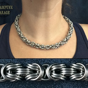 Königskette Byzantine - TITANIUM oder Edelstahl Halskette - KLEINE 18swg - Silber Chainmaille Schmuck - Armband, Geldbörse Kette, Schlüsselanhänger