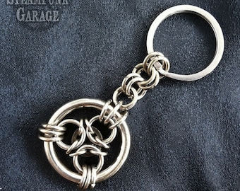 Inverted Aura Keychain - Stainless STEEL - Silver Chainmaille Jewelry - Unique Gift for Men and Women - also available as a Pendant!
