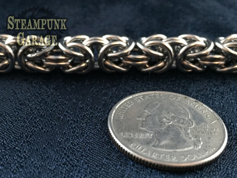Byzantine Stainless or Titanium Classic Chainmaille Bracelet Kings Chain Etruscan Chain image 5