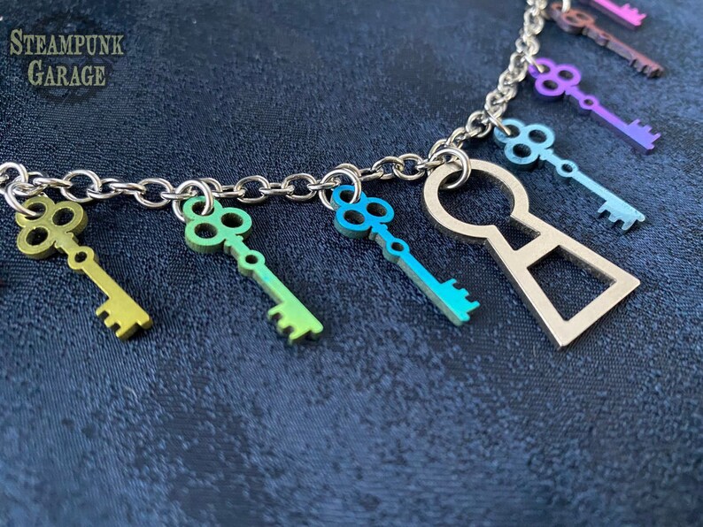 Key and Lock necklace Custom Titanium and stainless steel image 3