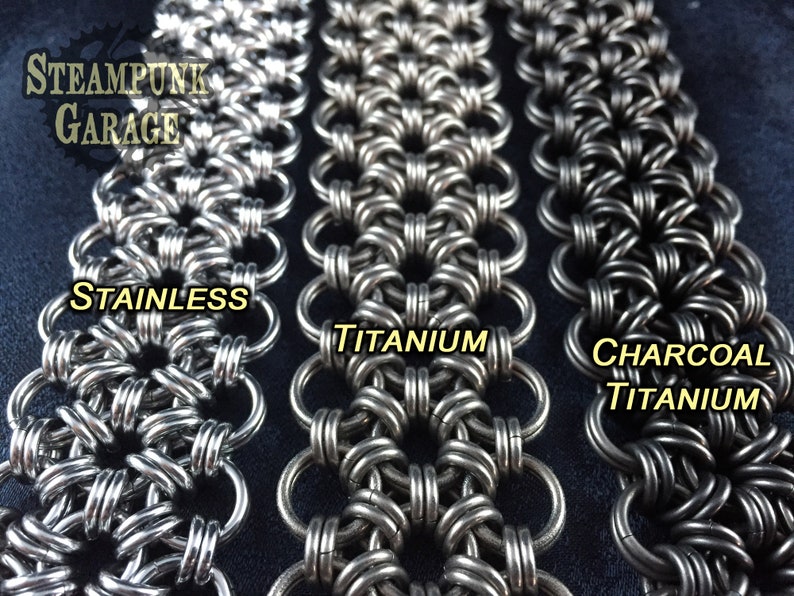 Byzantine Stainless or Titanium Classic Chainmaille Bracelet Kings Chain Etruscan Chain image 8