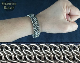 Steel or Titanium GSG Bracelet - Mens HEAVY DUTY Metal Chainmaille Jewelry