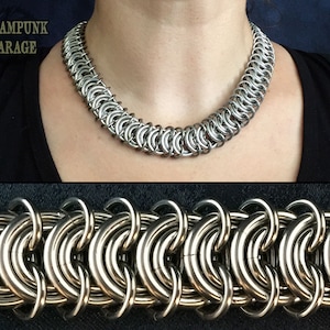 Vertebrae Chain - Stainless STEEL Necklace - 12swg and 14swg - Silver Chainmaille Jewelry - Unique Custom Bracelet, Wallet Chain, Key Fob