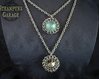 Wrapped Vintage Swarovski - Captured Crystal - Stunning Chainmaille Jewelry - Custom Gift Idea for Ladies