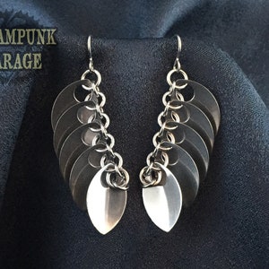 Dragon Scalemaille Earrings: Dazzling Angel Wings in Titanium or Stainless Steel - Handcrafted Elegance - Custom Gift for Women
