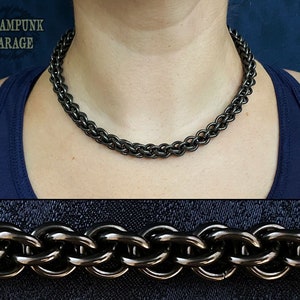 Cadena torcida JPL3 - Collar de TITANIO negro - GRANDE 14swg - Joyería de malla personalizada - Enlace Jens Pind - Pulsera, cadena para billetera, llavero