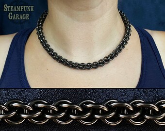 JPL3 Twist Chain - Black TITANIUM Necklace - LARGE 14swg - Custom Chainmaille Jewelry - Jens Pind Linkage - Bracelet, Wallet Chain, Key Fob