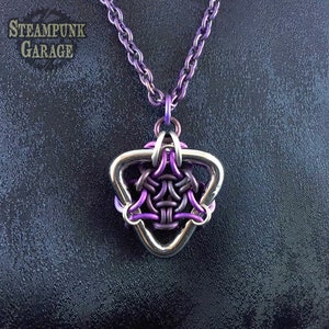 Hex Capacitor Pendant ORIGINAL DESIGN Stainless steel triangle chainmaille hoodoo hex weave image 8
