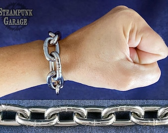 Anchor Chain - Heavy Duty Stainless STEEL Bracelet - XXXL 6swg - Silver Chainmaille Jewelry - Custom Necklace, Wallet Chain, Key Fob