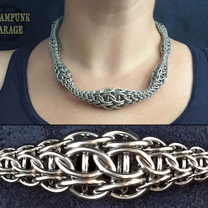 OOAK Captive Hilt Chain - Stainless STEEL Necklace - Silver Graduated Chainmaille Jewelry - Unique Custom Bracelet, Wallet Chain, Keychain