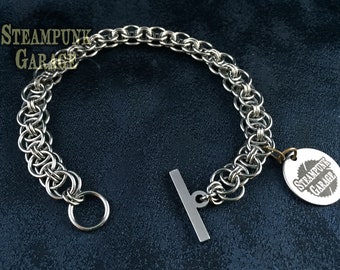 18g Helm Weave - Thin and Lightweight! Chainmaille Bracelet - Steel or titanium