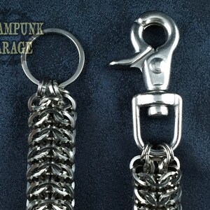 Square Steel Wallet or Key Chain HEAVY DUTY Chainmaille Interwoven 4 in 1 Pattern image 5