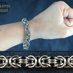 Byzantine Stainless or Titanium Classic Chainmaille Bracelet Kings Chain Etruscan Chain image 1