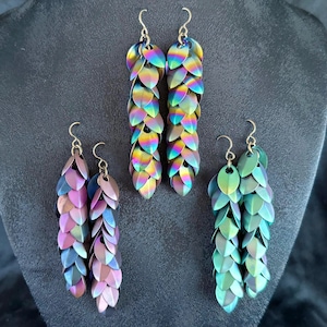 Stunning Dragon Scalemaille Earrings - Choose Your Favorite Hues! - Premium Titanium Chainmaille Jewelry - Upgrade w/ Coordinating Necklace