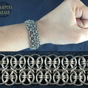 Unique Double Helm Chain with Titanium or Stainless Steel - SMALL 18swg - Handcrafted Silver Chainmaille Jewelry