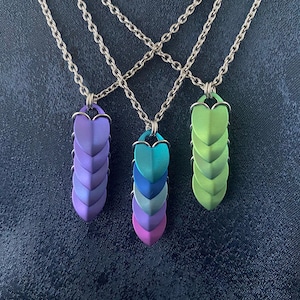 Sleek Dragon Scale Pendant - Handcrafted Titanium & Steel Necklace - Matching Earrings Option