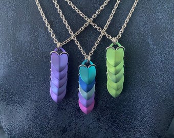 Sleek Dragon Scale Pendant - Handcrafted Titanium & Steel Necklace - Matching Earrings Option