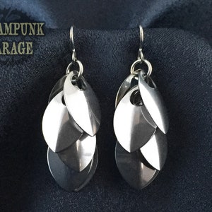 Titanium or Steel Shaggy Dragon Scales Armor Plate Earrings Stainless Steel with Allergy-free Titanium Hooks image 1