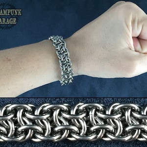 Vipera Berus Chain - TITANIUM or Stainless STEEL Bracelet - MEDIUM 16swg - Silver Chainmaille Jewelry - Necklace, Wallet Chain, Key Fob