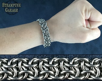 Vipera Berus - Stainless or Titanium Chainmaille Bracelet - Heavy Duty Industrial and Allergy Free