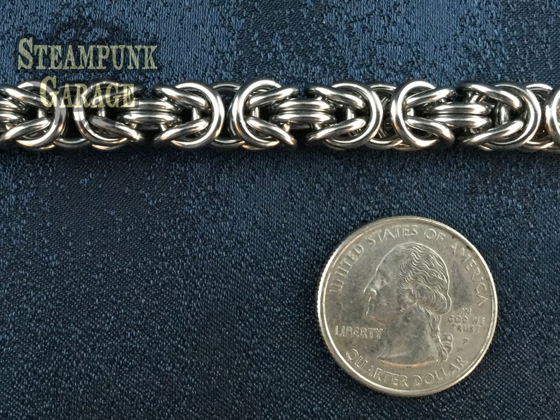 Byzantine Stainless or Titanium Classic Chainmaille Bracelet Kings Chain Etruscan Chain image 4