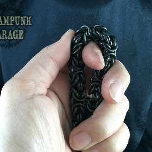 Black Steel or Titanium Keychain Byzantine 14swg Heavy Duty BLACK or CHARCOAL image 10