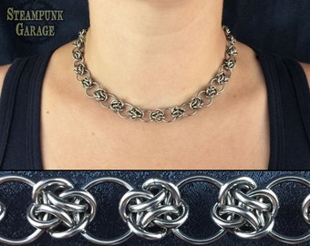 Four Winds Chain - TITANIUM or Stainless Steel Necklace - Elegant Chainmaille Jewelry - Unique Custom Bracelet, Wallet Chain, Key Fob