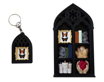 Gotisch boekenplank fidget speelgoed | Dark Academia-bureaudecor, 6 klikkers