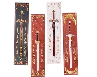 Sword Bookmark Fantasy Bookish Bookmarks Orange Red Gold Book Decor