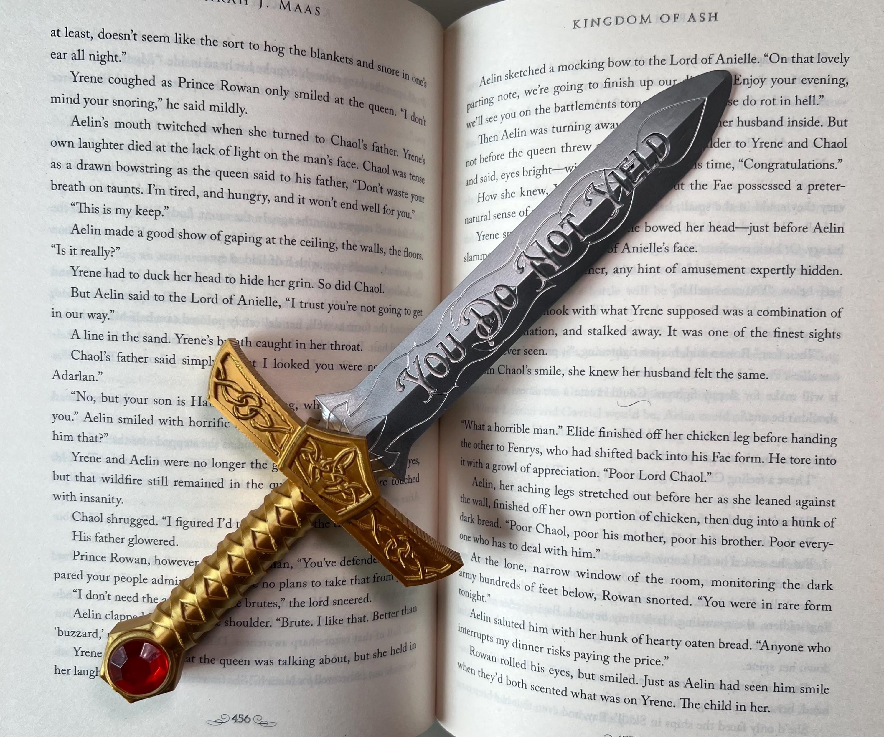 Goldryn Sword Throne of Glass Inspired Bookshelf Decor Officially Licensed Sarah J. Maas Merch "You Do Not Yield" Aelin Galathynius Sword