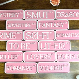 Street Signs Genre 3D Printed Custom Genre Street Signs for Bookshelves – Personalized Literary Decor for Book Lovers