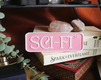 BUNDLE 3D Printed Genre Street Sign: Custom Book Shelf Decor