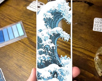 3D gedrucktes Wellen Lesezeichen – Gerahmtes Meeres inspiriertes Geschenk für Buchliebhaber