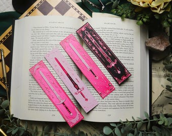 Romantasy Sword Bookmarks | Pink Fantasy Reader Gift Set