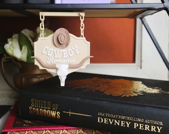 3D Printed Cowboy Romance Bookshelf Sign, Western Book Nook Decor