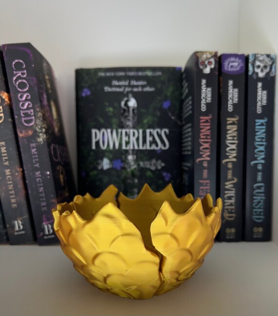 Dragon Fantasy Egg Bowl 3D Printed Gold Bookish Decor Unique Book Gift