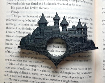 Sujetapáginas con forma de castillo impreso en 3D: Accesorio para libros de fantasía