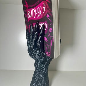 Black 3D Printed Scary Ghoul Hand Book Display Holder – Unique, Gothic Home Decor
