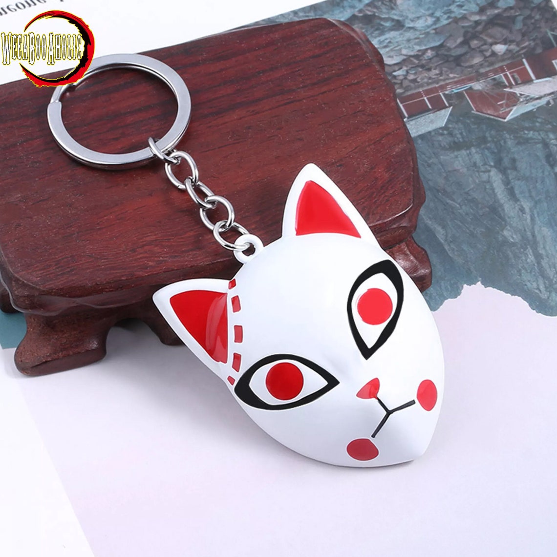 Anime Kitsune Mask Keychain Kitsune Warding Fox Masks Etsy