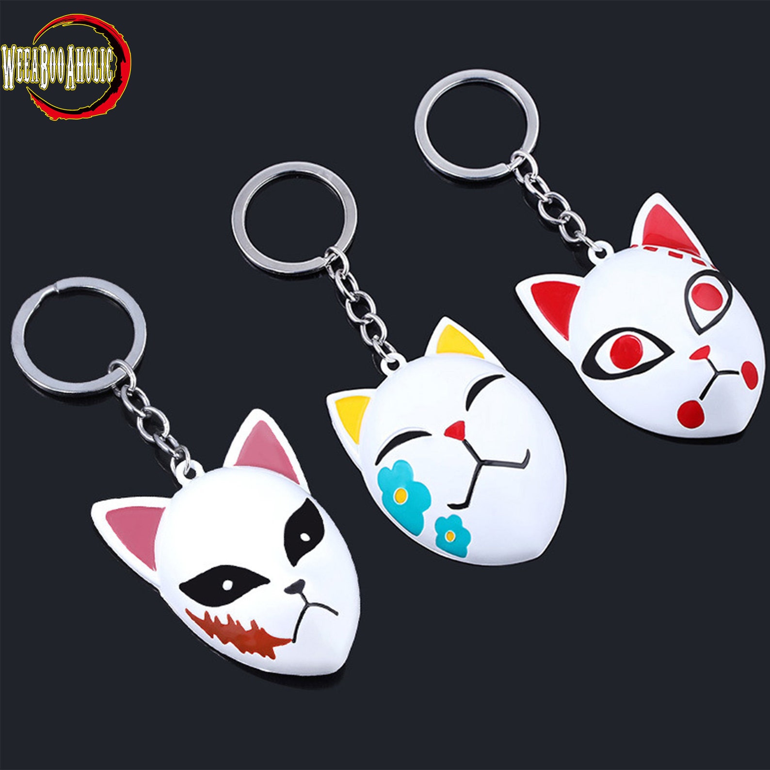 Anime Kitsune Mask Keychain Kitsune Warding Fox Masks Etsy