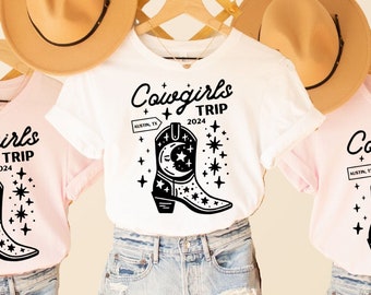 Camisas de viaje de vaqueras, camisas de despedida de soltera personalizadas, viaje de chicas de Texas, camisa de viaje de Bach al desierto, despedida de soltera de Austin, Nashville Bach, viaje de chicas