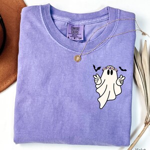 Comfort Colors® Hippie Ghost Shirt, Cute Ghost TShirt, Womens Halloween Shirt, Spooky Season Shirt, Halloween Gift, Cute Fall Shirt image 2