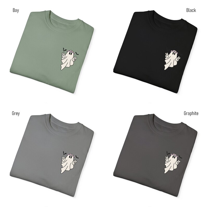 Comfort Colors® Hippie Ghost Shirt, Cute Ghost TShirt, Womens Halloween Shirt, Spooky Season Shirt, Halloween Gift, Cute Fall Shirt image 6