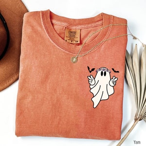 Comfort Colors® Hippie Ghost Shirt, Cute Ghost TShirt, Womens Halloween Shirt, Spooky Season Shirt, Halloween Gift, Cute Fall Shirt image 1