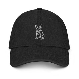 French Bulldog Embroidered Denim Adjustable Baseball Dad Hat - French Bulldog - Men and Women - One Size - Dog Lover - I Love Frenchie&#39;s