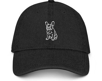 French Bulldog Embroidered Denim Adjustable Baseball Dad Hat - French Bulldog - Men and Women - One Size - Dog Lover - I Love Frenchie's
